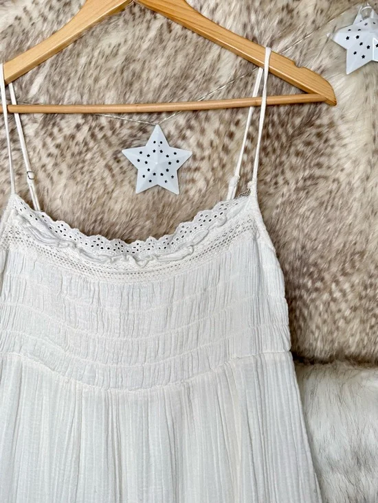 Zara Ivory Lace Insert Chiffon Spaghetti Strap Dress - Picture 6 of 9